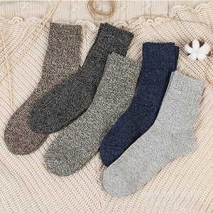 Vintage ethnic-style men's wool winter socks in assorted color block patterns