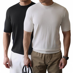 Solid-color summer ice-silk T-shirt pullover in various colors for plus-size wearers