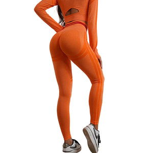 Seamless yoga pants and long sleeve workout set in various colors and styles