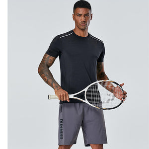 Men's quick dry nylon sports shorts in grey and black colors