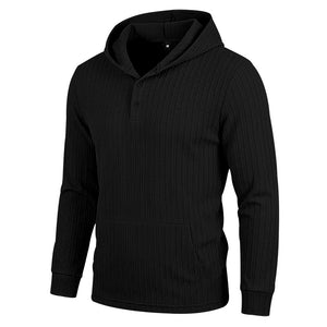 Men's herringbone jacquard textured casual hoodie in various colors