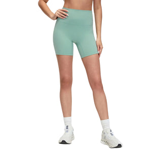 Women's elastic high waist yoga shorts in various colors for fitness and running