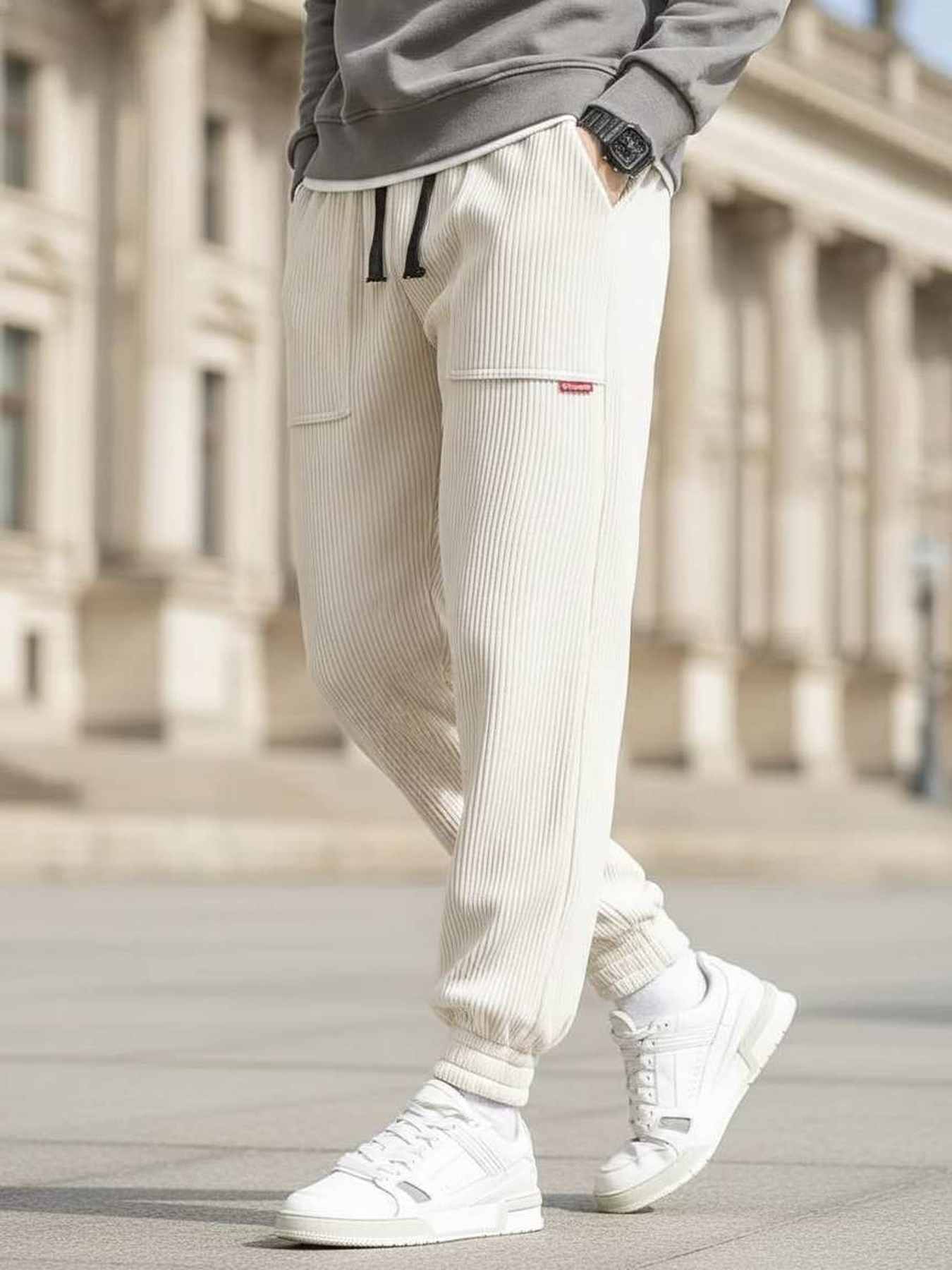 Men's elastic anti-wrinkle casual pants in tapered fit