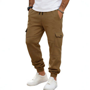 Men's patchwork multi-pocket cargo pants in various colors