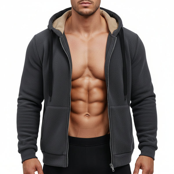 MEN'S FLEECE-LINED HOODED JACKET WITH POLAR FLEECE