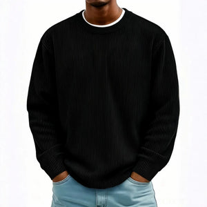 Men's casual long-sleeve crew-neck corduroy sweatshirt in various colors