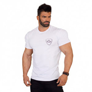 Men's casual fitness running t-shirt in black, white, red, and grey colors
