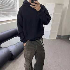 Autumn winter solid color hoodie in black and gray for men and women