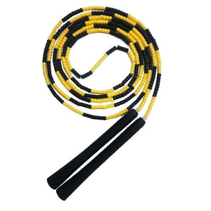 Adjustable bamboo handle skipping rope with soft beads in various colors