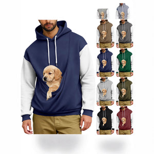 Men's retro color-block long-sleeve hoodie in various colors