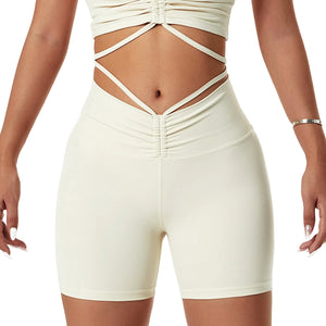 Nude high waist yoga shorts for women in various colors including brown, green, black, white, and red