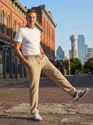 Men's high-stretch anti-wrinkle casual pants in various views