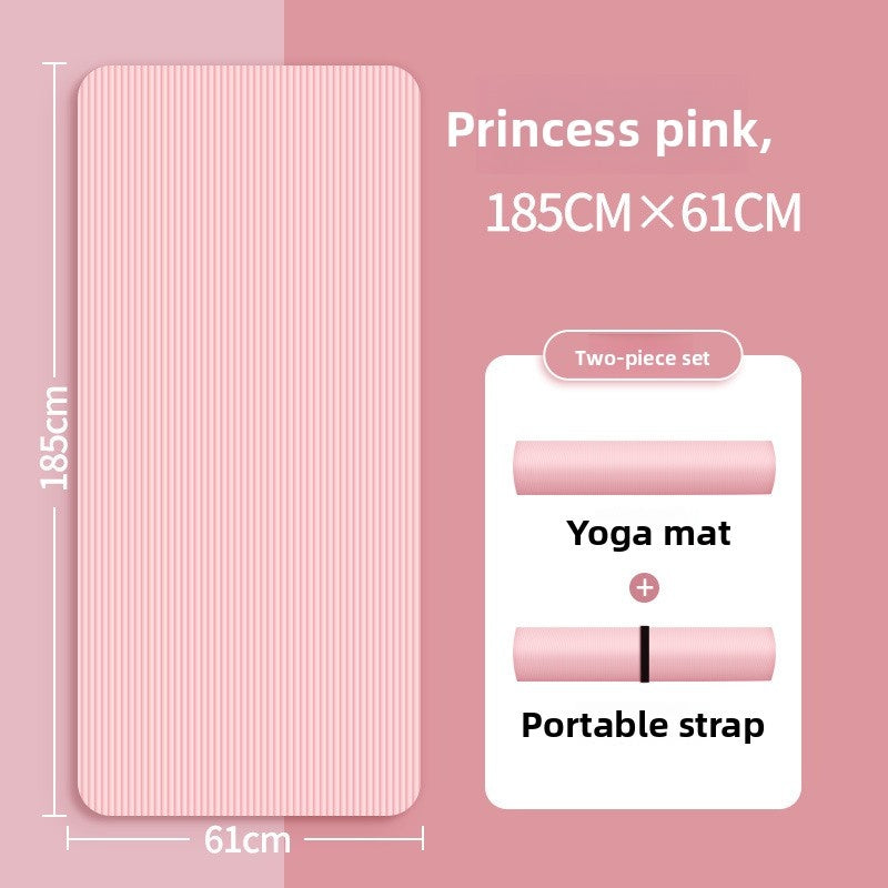 Anti-slip thickened widened yoga mat in various colors for fitness and yoga