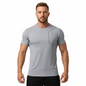 Men's quick-drying short-sleeve nylon T-shirt in multiple solid colors