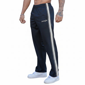 Men's sports casual straight pants available in black, white, green, red, and navy blue