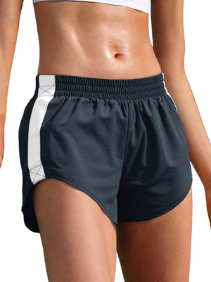 Women's high waisted striped athletic track shorts in multiple colors