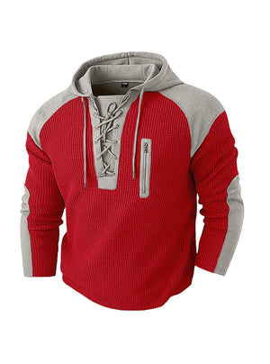 Men's waffle-weave sweatshirt with drawcord in various colors