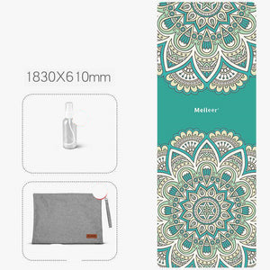 Folding anti-slip yoga mat with natural rubber base and suede surface
