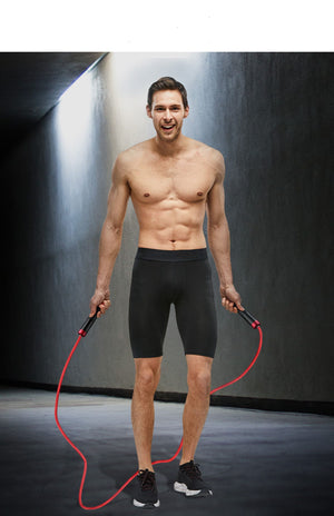 Professional double-bearing skipping rope with metal and silicone handles