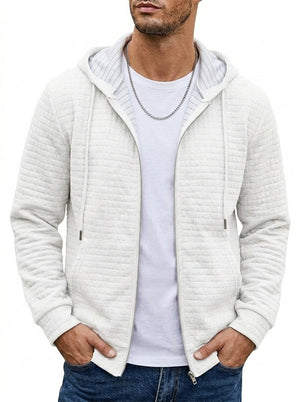 Men's zip-up hooded cardigan sweatshirt jacket in various colors with side pockets