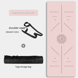 Natural rubber non-slip professional yoga mat set in various colors with shoulder strap and storage bag
