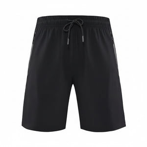 Men's quick dry 5-inch summer fitness shorts in black, dark gray, and haze blue