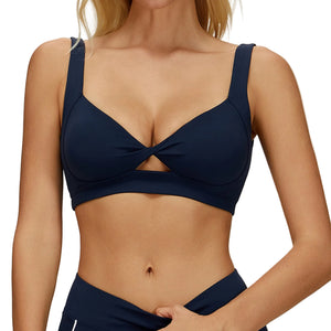 Hollow-out nude-feel yoga sports bra with beautiful back design in multiple colors