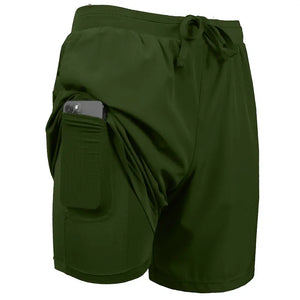 Men's quick dry athletic shorts with compression liner in multiple colors