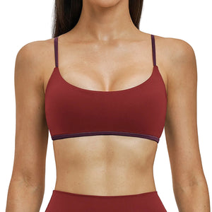 Nude-feel contrast color yoga fitness bra in multiple colors and sizes