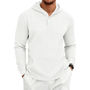 Men's herringbone jacquard textured casual hoodie in various colors