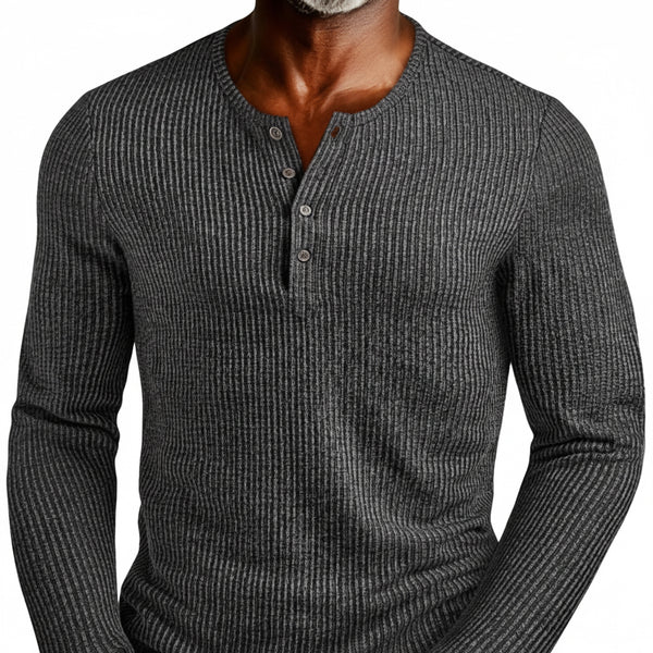 MEN'S CASUAL SLIM FIT ROUND NECK LONG SLEEVE SHIRT