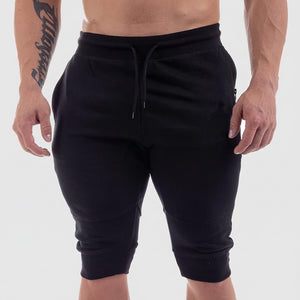 Men's cotton fitness sports shorts in red, black, and gray colors