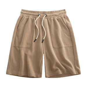 Men's cotton sports shorts with drawstring waist in various colors