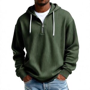 Men's long-sleeve hooded corduroy sweatshirt in various colors