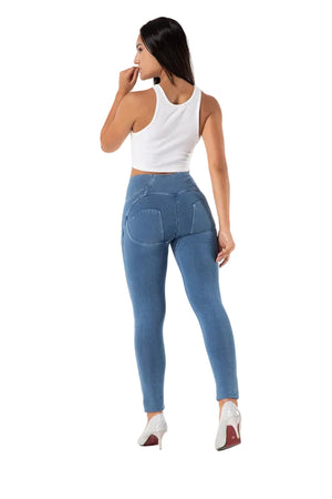 Light blue butt lifting high waist push up jeggings