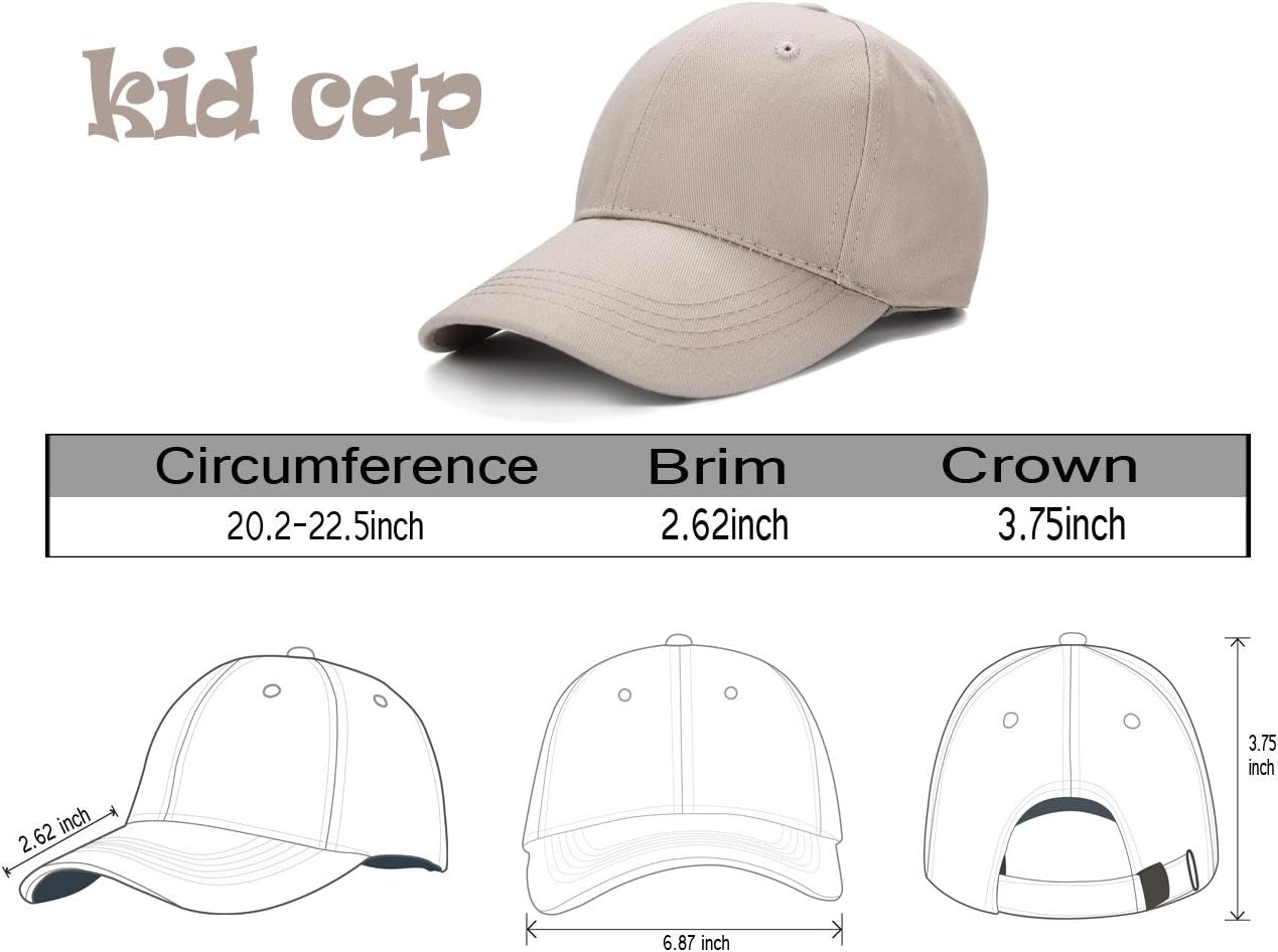 Adjustable Washed Cotton Baseball Cap for Children - Toddler Golf Hat for Boys and Girls