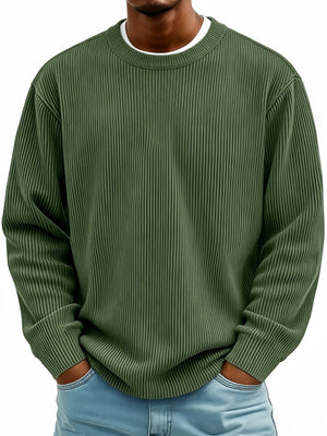 Men's casual long-sleeve crew-neck corduroy sweatshirt in various colors