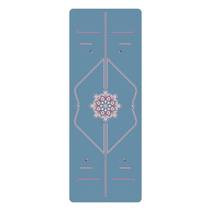 Professional non-slip PU natural rubber yoga mat with pose guide lines in various colors