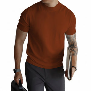 Solid-color summer ice-silk T-shirt pullover in various colors for plus-size wearers