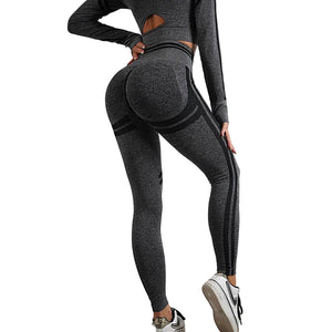 Seamless yoga pants and long sleeve workout set in various colors and styles
