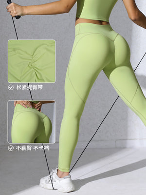 Women's peach hip lifting yoga pants in various colors and sizes