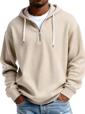 Men's long-sleeve hooded corduroy sweatshirt in various colors