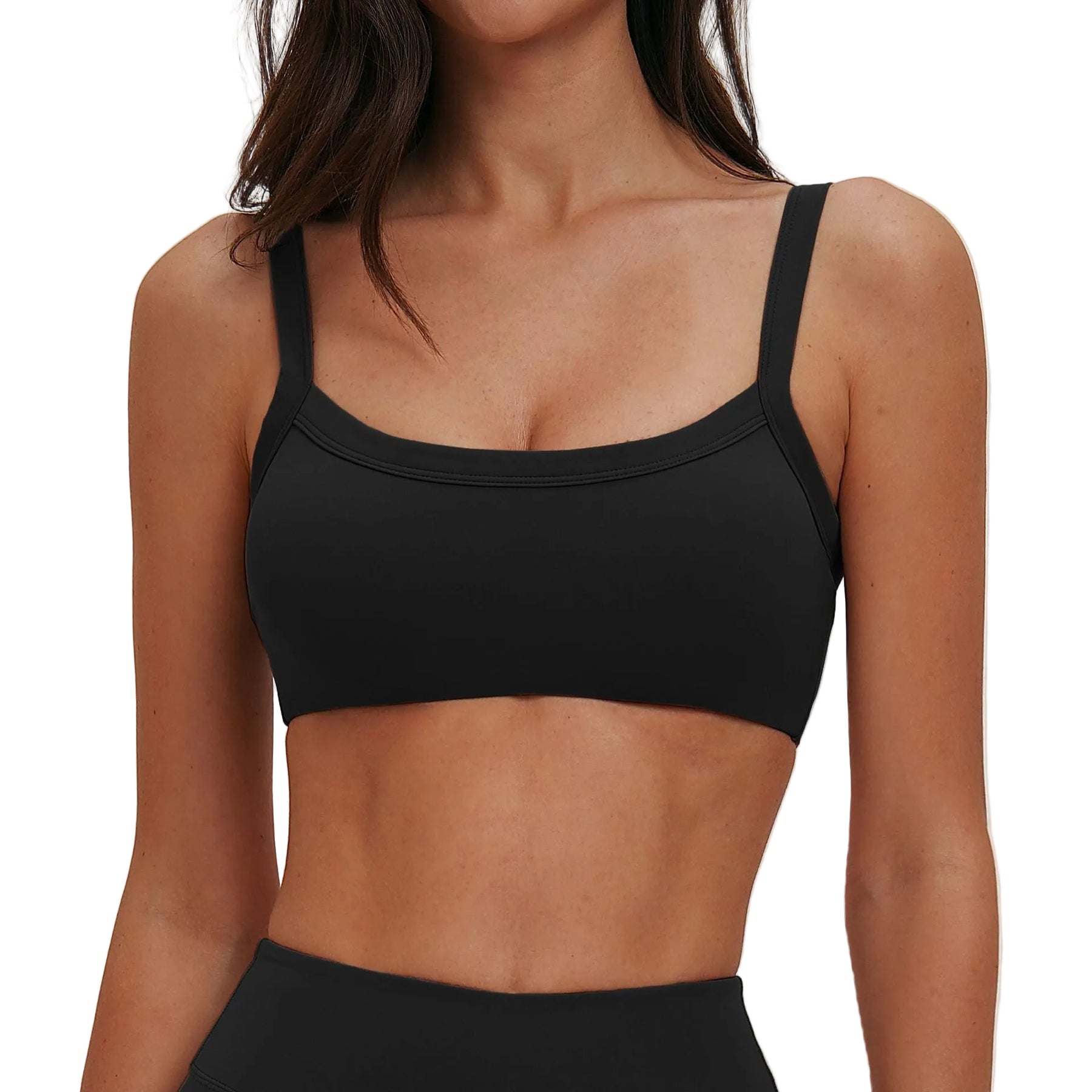 Brushed nylon yoga bra with dual straps in multiple colors