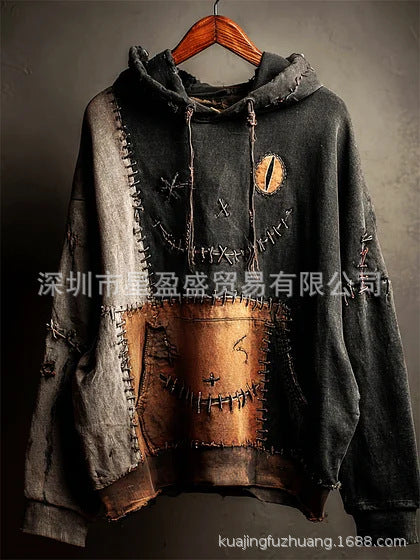 Womens ethnic-style printed hoodie with striped digital 3D print in multiple sizes
