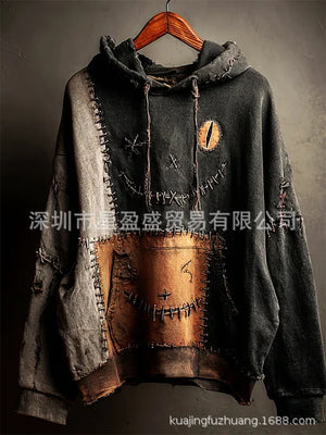Womens ethnic-style printed hoodie with striped digital 3D print in multiple sizes