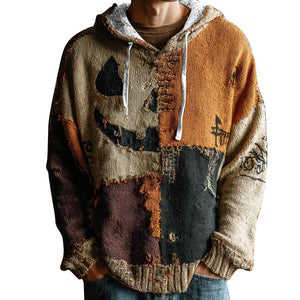 3D-printed men's gaming hoodie with striped pattern and patch pockets