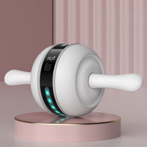 Silent intelligent abdominal wheel in pink and white with lighting effect for home fitness