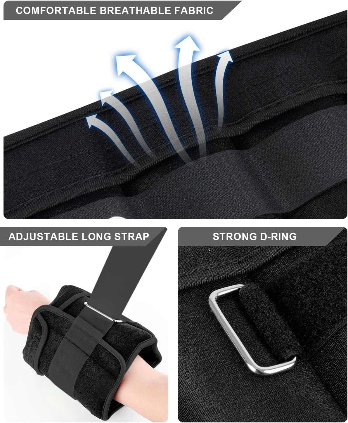 Adjustable Ankle Weights with Removable Weights - Available in Pairs from 1 to 20 lbs for Jogging, Gymnastics, Aerobics, and Physical Therapy