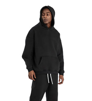 Plush loose sweater suit for men in black and dark grey colors
