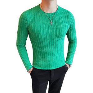 Men's slim fit long sleeve round neck shirt in various colors